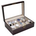 Vintage Dark Walnut Wood Glass Watch Case