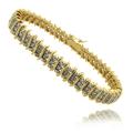 Finesque 14k Gold Overlay 1/4 ct TW Diamond Three Row 'S' Bracelet