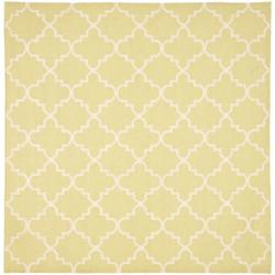 Moroccan Light Green/ Ivory Dhurrie Wool Rug (6' Square)