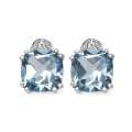 Malaika Sterling Silver Blue Topaz and 1/10ct TDW Diamond Earrings (I2-I3)