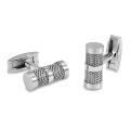 Stainless Steel Barrel Mesh Inlay Cuff Links