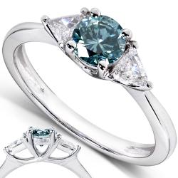 14k White Gold 7/8ct TDW Blue and White Diamond Ring (G-H, I1-I2)