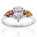 18k Gold 1 3/4ct TDW Certified White and Champagne Diamond Ring (H, VS2)