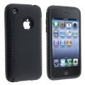 Black TPU/ Black Plastic Hybrid Case for Apple iPhone 3G/ 3GS
