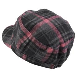 Adi Designs Women's Flower Detail Plaid Military Cap