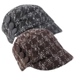 Journee Collection Women's Tweed Button Accent Newsboy Cap