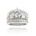Icz Stonez Rhodiumplated Cubic Zirconia 3ct TGW Bridal Ring Set