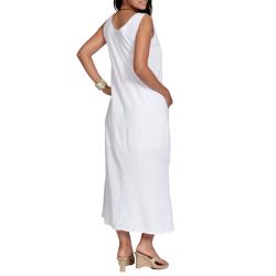 Women's White Rayon Hibiscus Maxi Dress (Indonesia)
