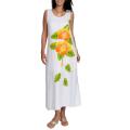 Women's White Rayon Hibiscus Maxi Dress (Indonesia)