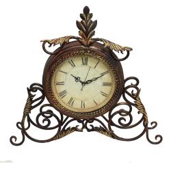 Athena Metal Scroll Table/Desk Clock