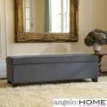 angelo:HOME Kent Antique Silver Gray Wall Hugger Trunk Storage Ottoman
