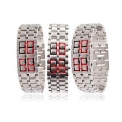 Men's Stainless Steel Lava LED Digital Bracelet Watch