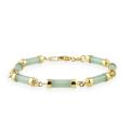 Glitzy Rocks 18k Gold over Sterling Silver Green Jade Link Bracelet
