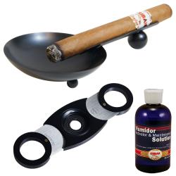Cuban Crafters Black Humidor and Cigar Accessories Set