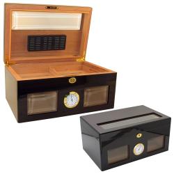Cuban Crafters Bravo Negro Glass Humidor Set with Ashtray