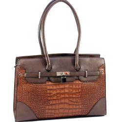 Dasein Faux Leather Croco Embossed Satchel