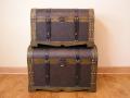 Antique Victorian Wood Trunk Treasure Chest (Set of 2)