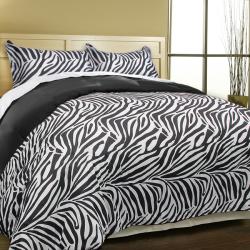 Super Soft Zebra Print Microfiber Down Alternative Comforter Set