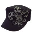 Downtown Women's Rhinestone Fleur De Lis Military Cap