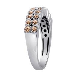 Sterling Silver 1/2ct TDW Champagne Diamond Double Row Ring