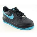 Nike Boys 'Air Force 1' Black/ Chlorine Blue Basketball Shoes (Size 6)