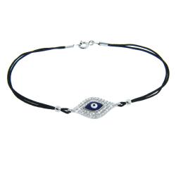 Eternally Haute Sterling Silver Cubic Zirconia Blue Evil Eye Bracelet