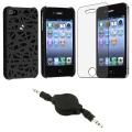 Black Case/ Screen Protector/ Audio Cable for Apple iPhone 4S