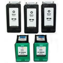 HP 96/97 Black/Tri-Color Ink Cartridges (Remanufactured) (Pack of 5)
