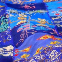 Fair Trade Vintage Bright Blue Sari Patch Throw (India)