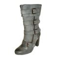 Bucco Women's Grey Buckled Zip-up Boots