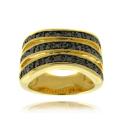 Finesque 14k Gold Overlay Black Diamond Accent 3-band Stack Ring