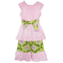 AnnLoren Boutique Girls Floral and Vines 2-piece Capri Set