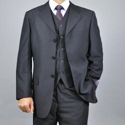 Carlo Lusso Men's Black 3-Button Vested Suit