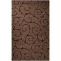 Hand-crafted Dark Brown Solid Swirl Aynor Wool Rug (9' x 12')