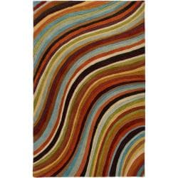 Hand-tufted Contemporary Multi Colored Stripe Furman Wool Abstract Rug (8' x 11')