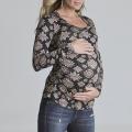 Sulee by Lilac Women's Maternity Scoop-neck Snowflake Print Tee