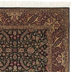 Chinese Hand-knotted Royal Kerman Black/ Red Wool Rug (3' x 5')