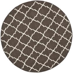 Moroccan Brown/ Ivory Dhurrie Wool Rug (6' Round)