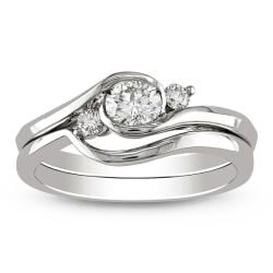 Miadora 10k White Gold 1/2ct TDW Diamond Bridal Ring Set (G-H, I1-I2)