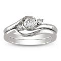 Miadora 10k White Gold 1/2ct TDW Round Bezel Diamond Bridal Set (G-H, I1-I2)