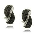Finesque Sterling Silver Black and White Diamond Accent Twist Earrings