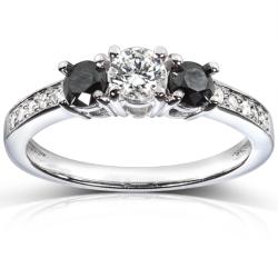 14k White Gold 3/5 ct TDW Black and White Diamond Engagement Ring (H-I, I1-I2)
