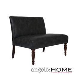 angelo:HOME Bradstreet Charcoal Gray Renu Leather Armless Settee