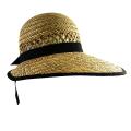 H2W Women's Black Strap Straw Hat