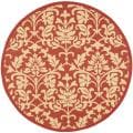Red/ Natural Indoor Outdoor Rug (5'3 Round)
