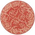 Red/ Natural Indoor Outdoor Rug (5'3 Round)