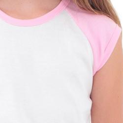 American Apparel Girl's White/ Pink Raglan Top