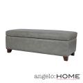 angelo:HOME Kent Vintage Dove Gray Renu Leather Wall Hugger Trunk Storage Ottoman