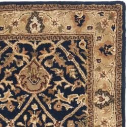 Handmade Mahal Blue/ Gold New Zealand Wool Rug (2'6 x 8')