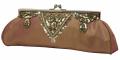 Carlo Fellini Bronze/ Gold Beaded Satin Clutch Handbag